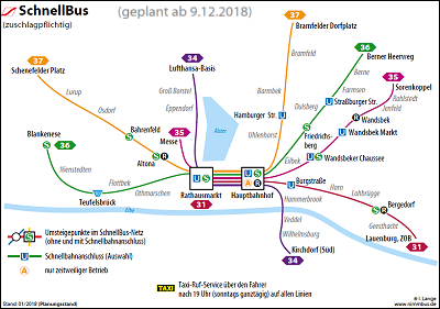 Geplantes Liniennetz SchnellBus 2019